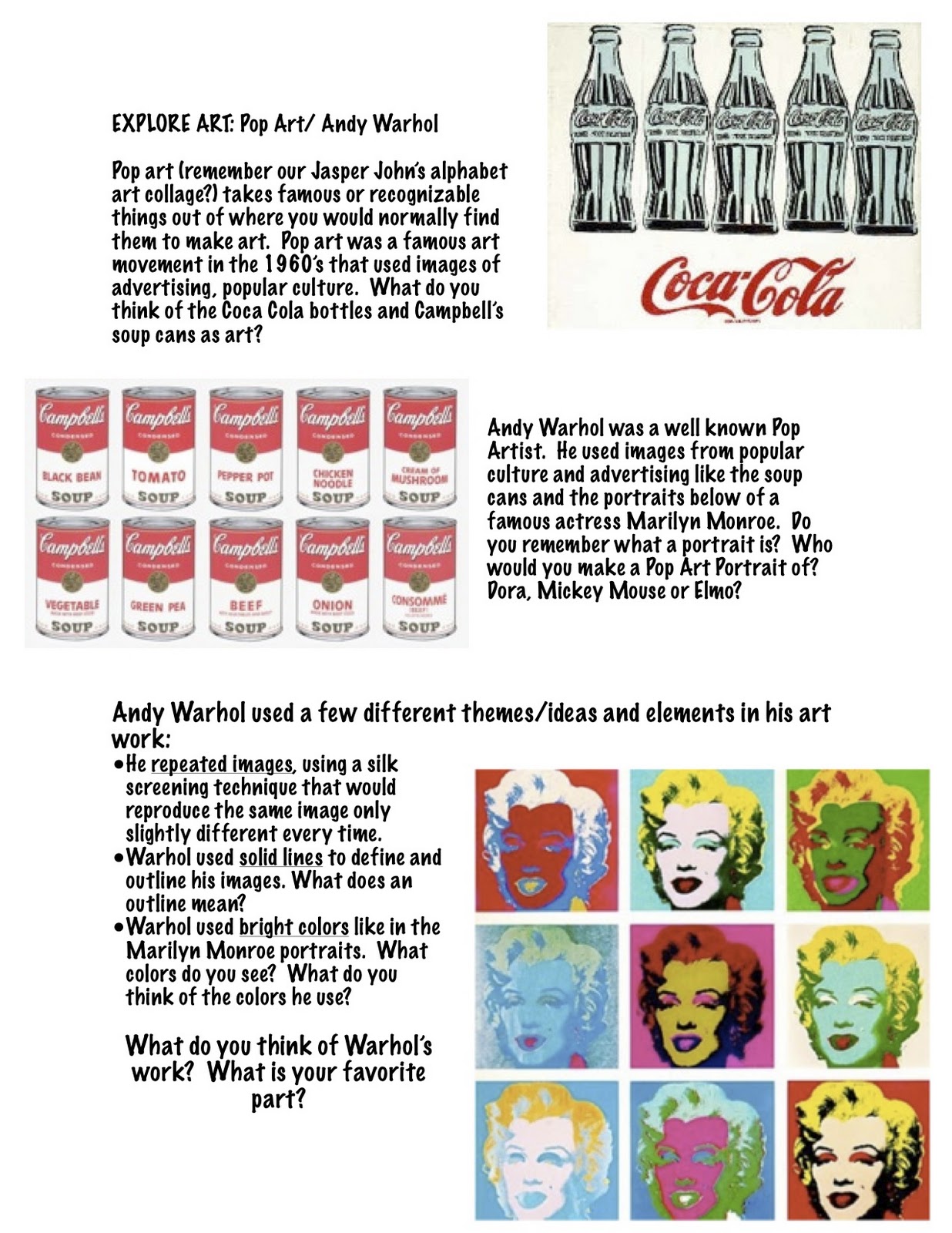 Andy Warhol Worksheet