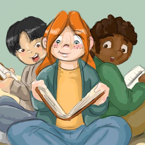 Children Reading Books Cartoon