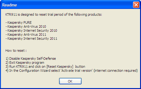 Kaspersky Pure 2011 Trial Reset