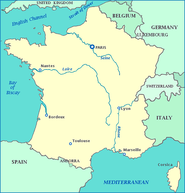 Map Of France With Cities Rivers And Mountains