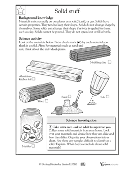 Solids Liquids And Gases Worksheets For First Grade