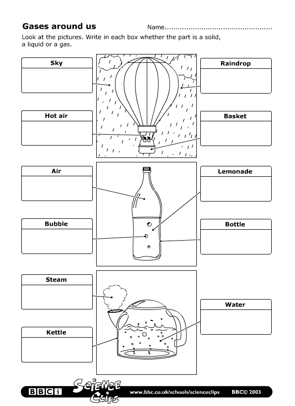 Solids Liquids And Gases Worksheets