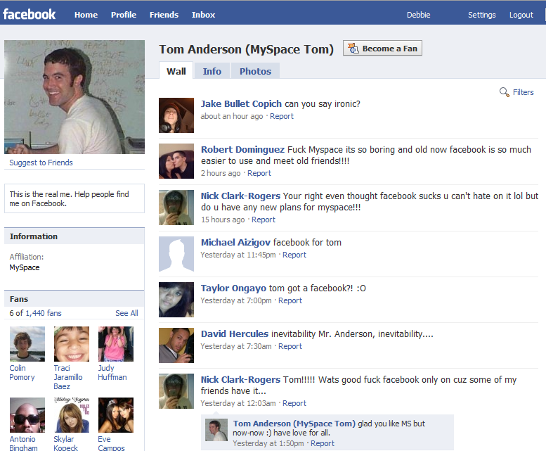 Tom Anderson Myspace Facebook