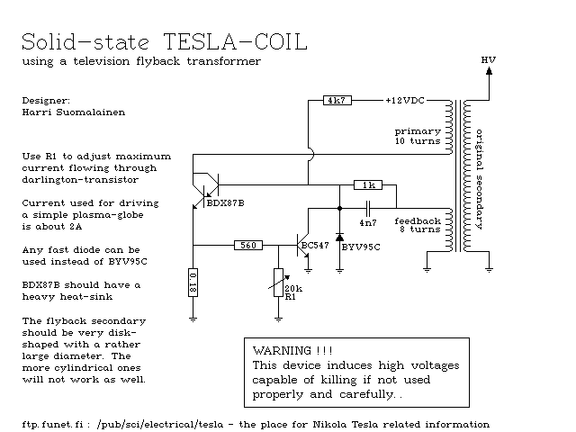Basic Tesla Coil Schematic