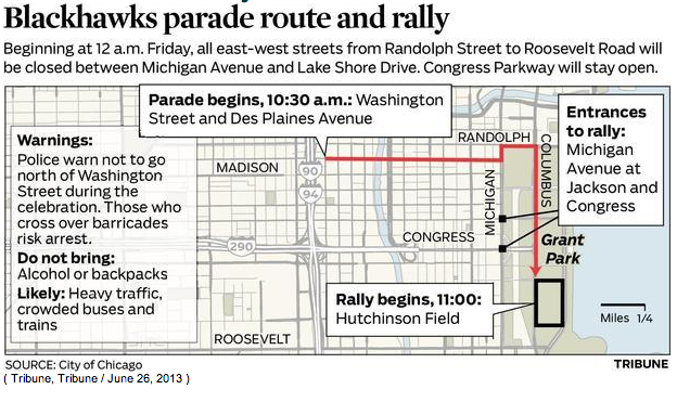 Blackhawks Parade Route Map 2013