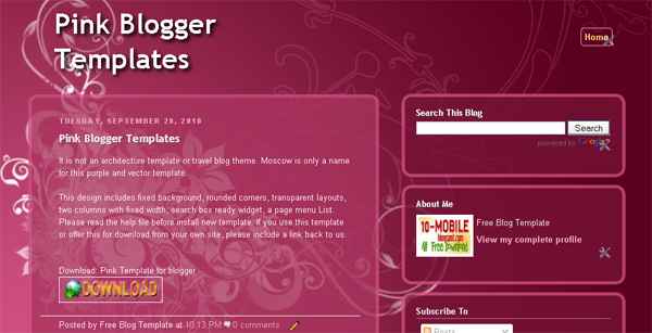 Blogspot Templates Pink