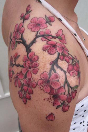 Cherry Blossom Tattoo Designs On Shoulder
