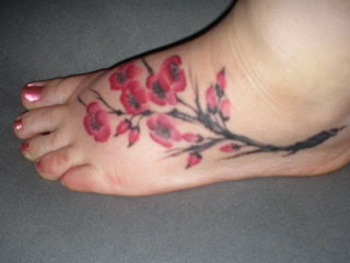 Cherry Blossom Tattoo On Foot