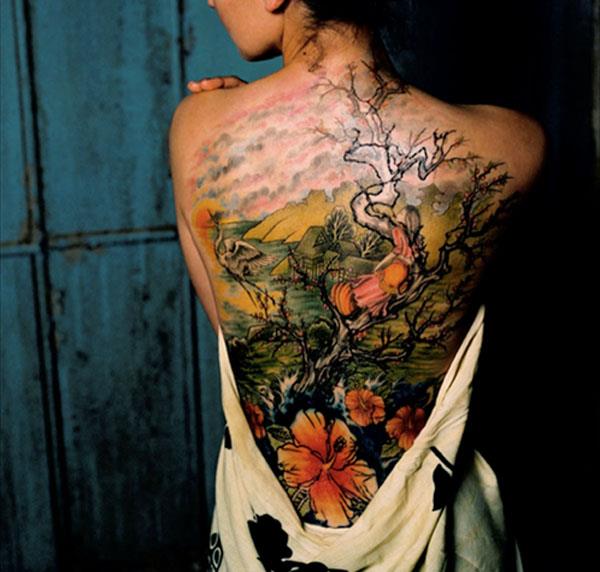 Cherry Blossom Tree Tattoo On Back