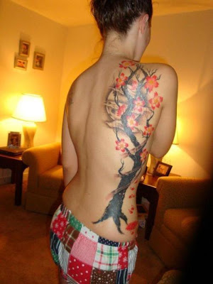 Cherry Blossom Tree Tattoo On Back