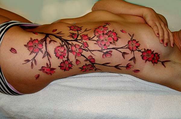 Cherry Blossom Tree Tattoos On Side