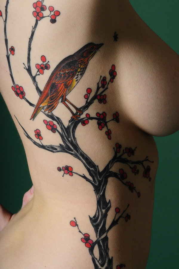 Cherry Blossom Tree Tattoos On Side