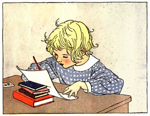 Children Doing Homework Cartoon