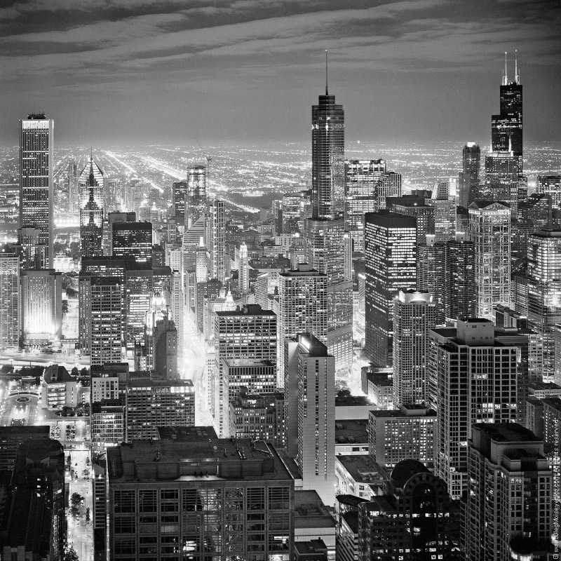 City Lights At Night Black And White