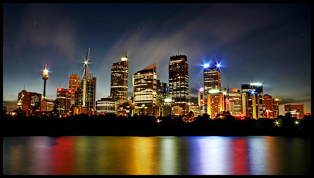 Colorful City Lights At Night