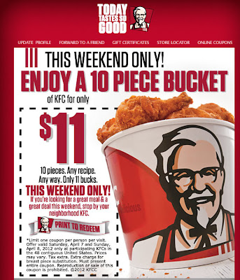 Coupons For Kfc Bucket Of Chicken