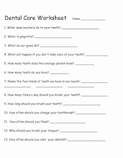 Dental Hygiene For Kids Worksheets