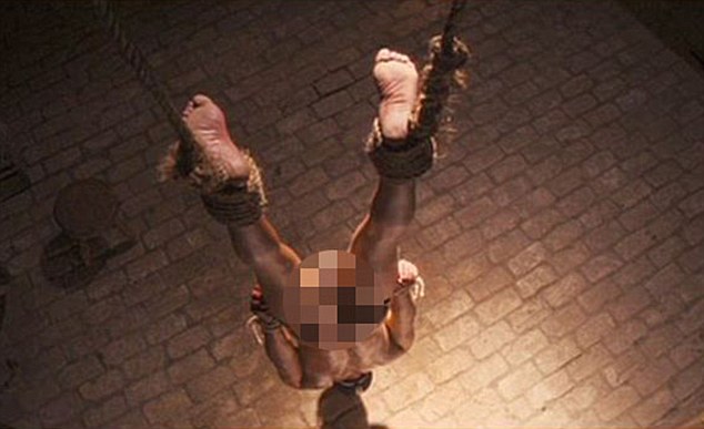 Django Unchained Jamie Foxx Hanging Upside Down