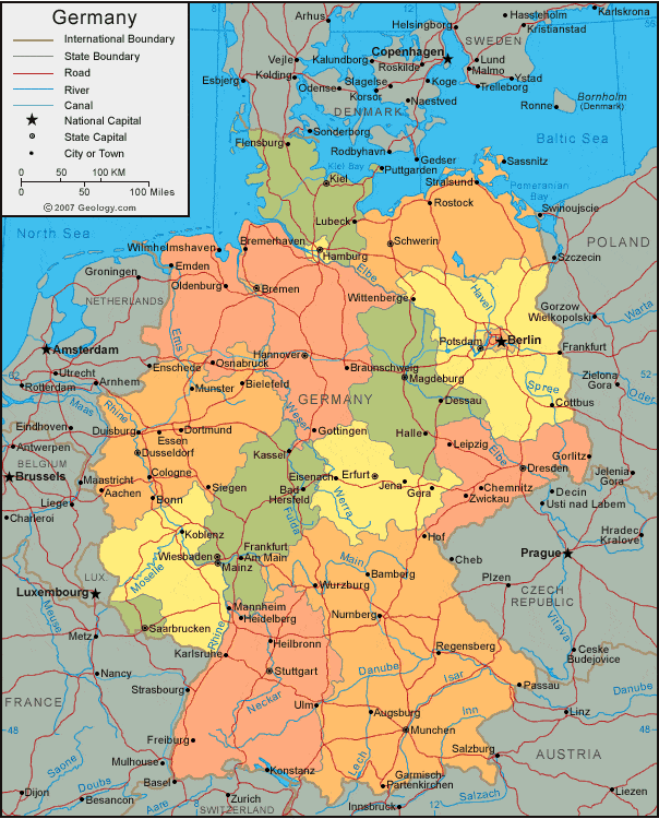 Germany Map Rivers