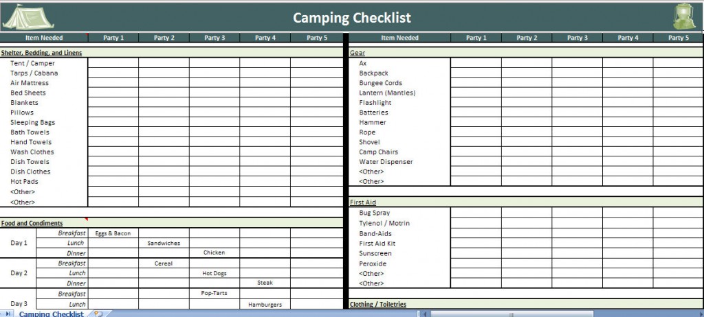 Girl Scout Camp Checklist