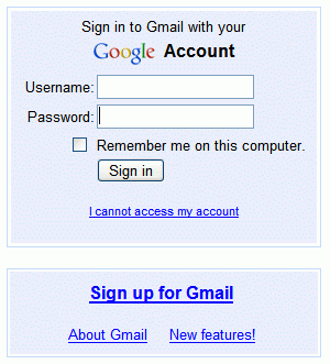 Gmail Account Opening Page