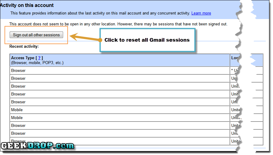 Gmail Logout Link