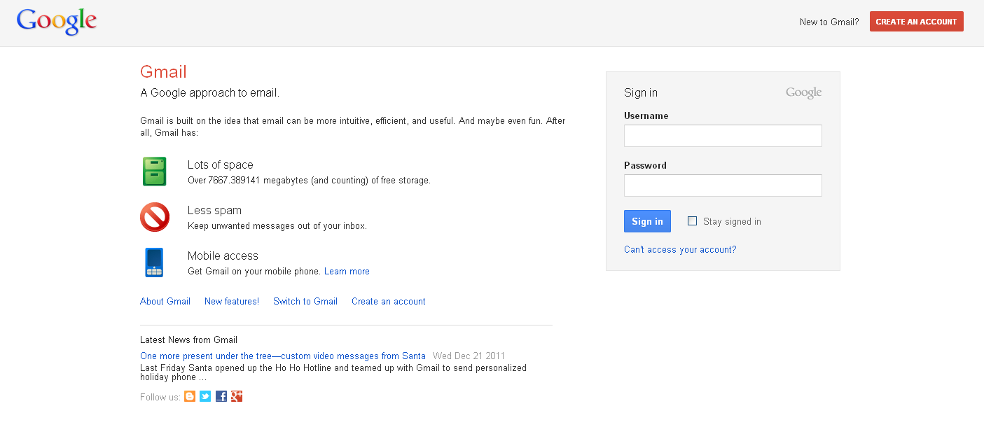 Gmail Logout Page