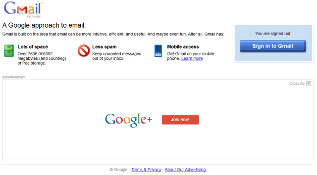 Gmail Logout Page