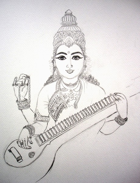 Goddess Saraswati Sketch