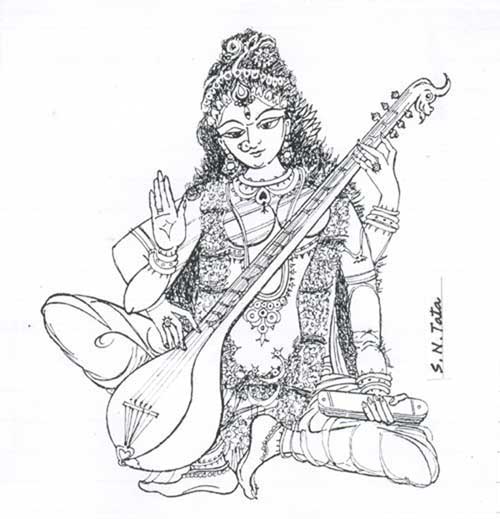 Goddess Saraswati Sketch