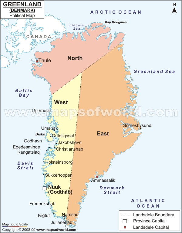 Greenland Cities Map