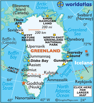 Greenland Cities Map