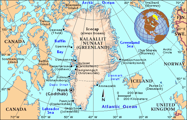 Greenland Cities Map