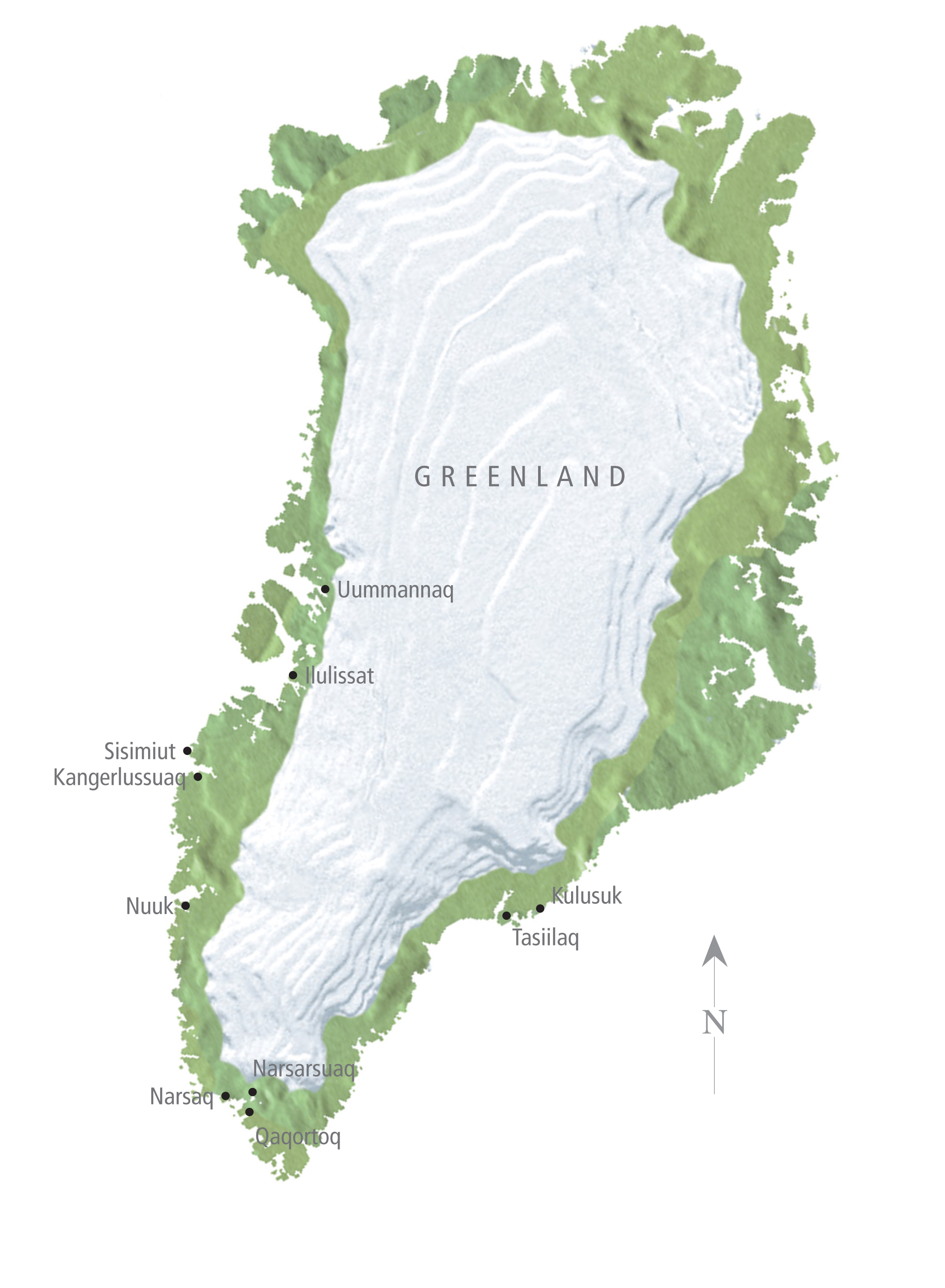 Greenland Cities Map