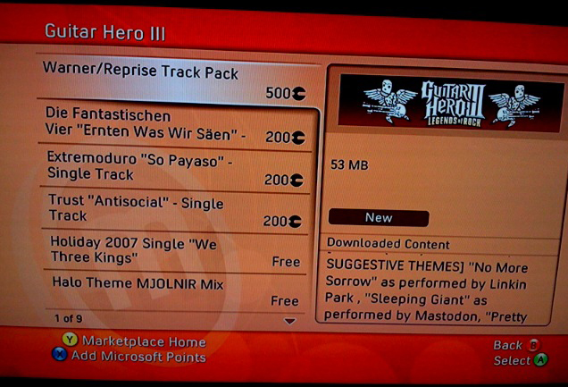 Guitar Hero 3 Songs List Xbox 360