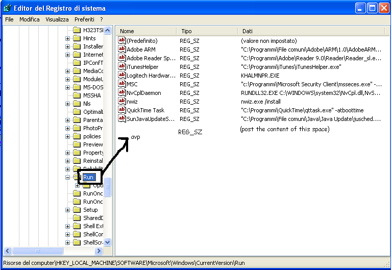 Hklm Software Microsoft Windows Currentversion Run Avp
