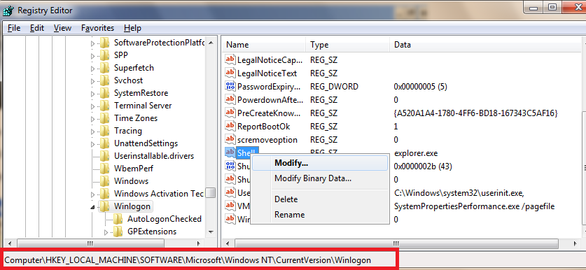 Hklm Software Microsoft Windowsnt Currentversion Winlogon
