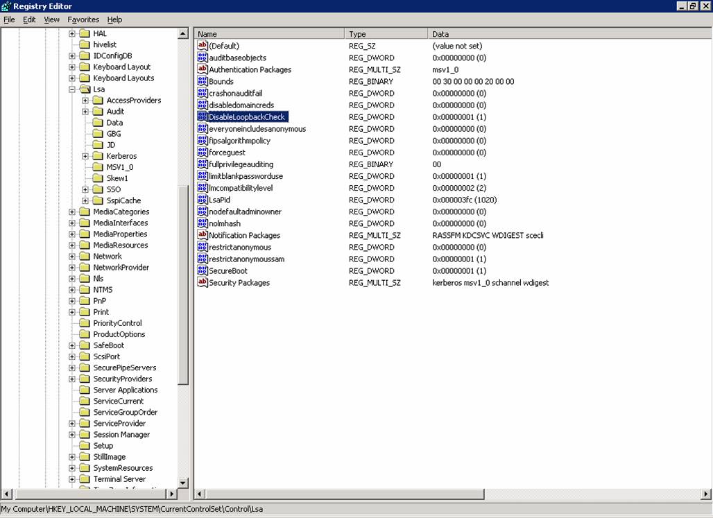 Hklm System Currentcontrolset Control Lsa