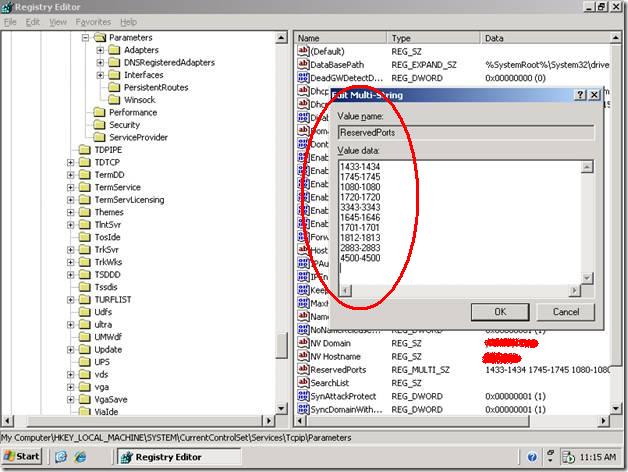 Hklm System Currentcontrolset Services Tcpip Parameters