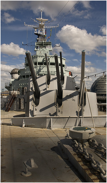 Hms Belfast Guns Pointed At