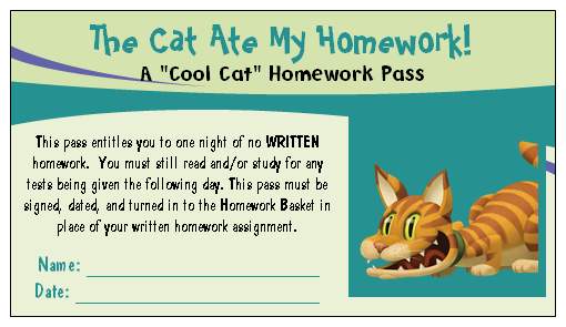 Homework Pass Printable