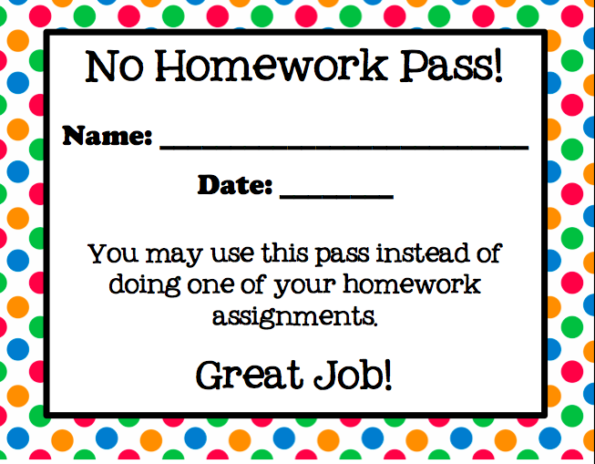 Homework Pass Printable