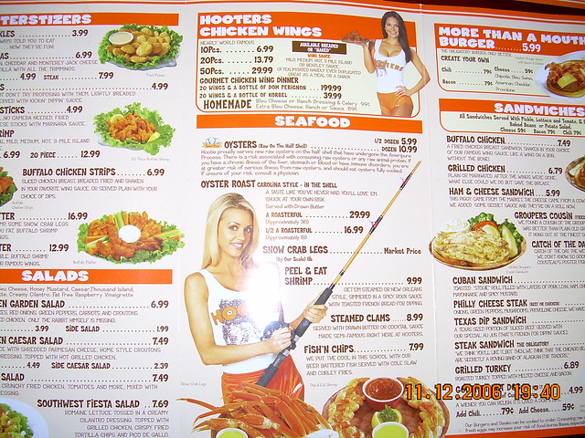 Hooters Menu