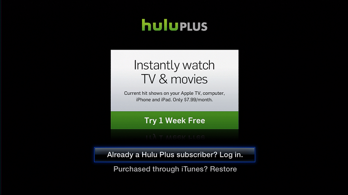 Hulu Login Page