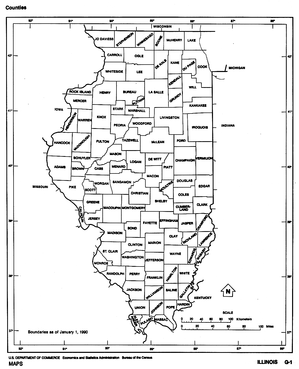 Illinois County Map Printable