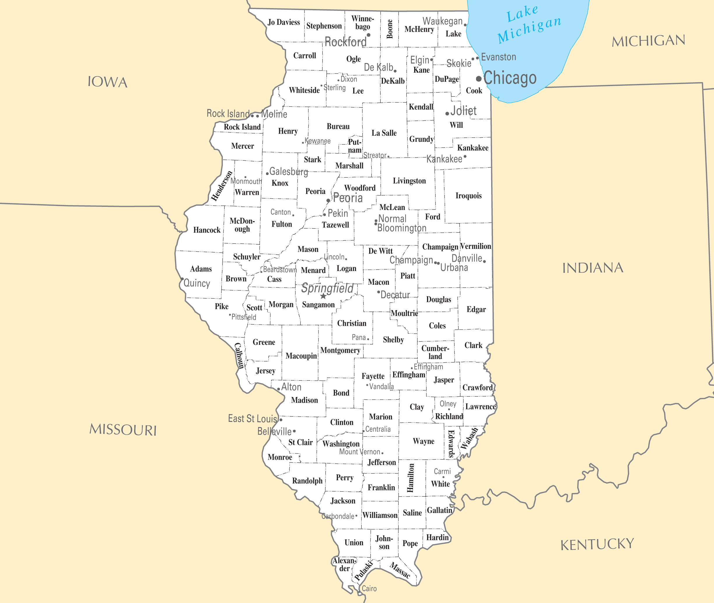 Illinois Map Of Cities And Towns