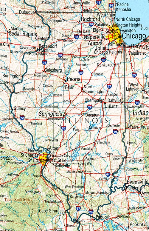 Illinois Map With Cities And Towns
