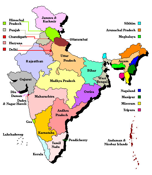 India Map With States And Capitals 2012