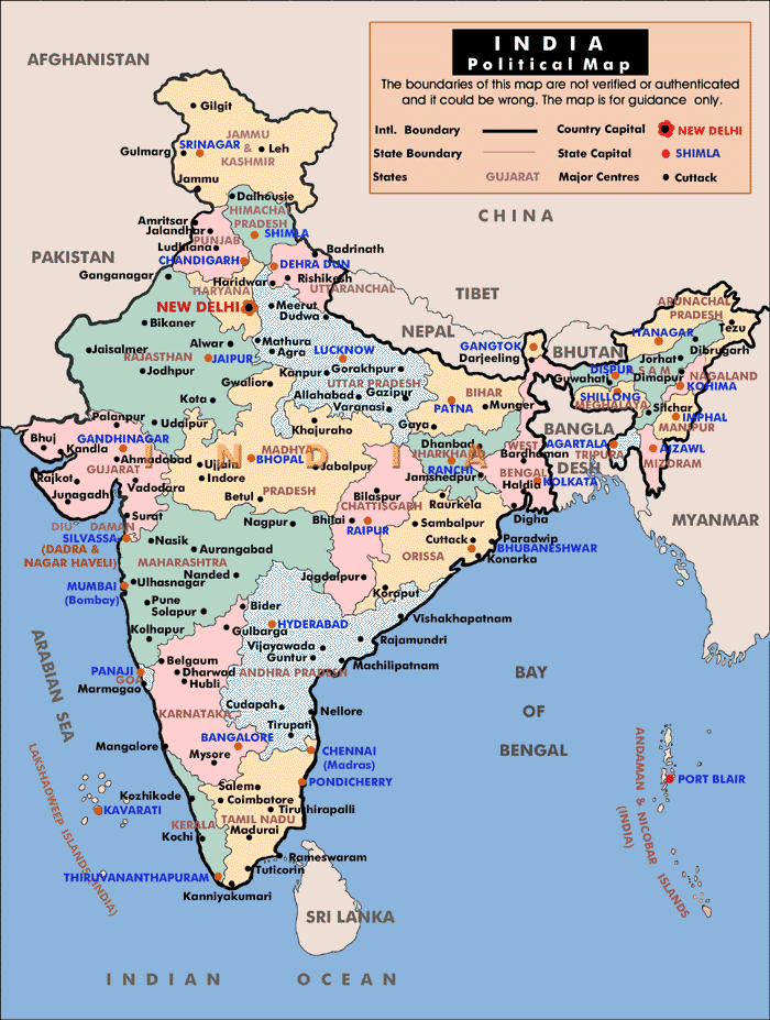 India Map With States And Cities