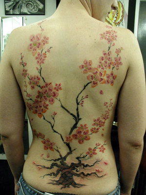 Japanese Cherry Blossom Tattoo On Back